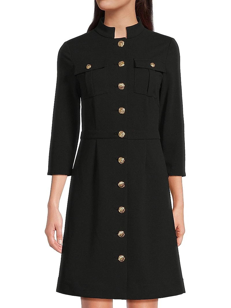 Stretch Deco Crepe Utility Sheath Dress