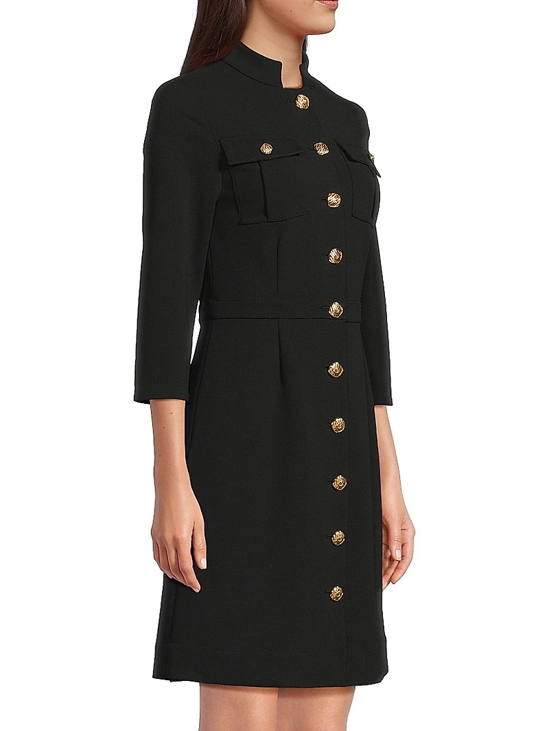 Stretch Deco Crepe Utility Sheath Dress