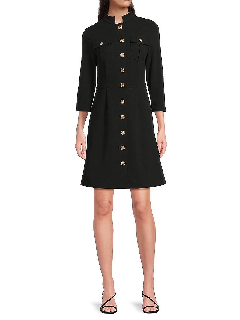 Stretch Deco Crepe Utility Sheath Dress