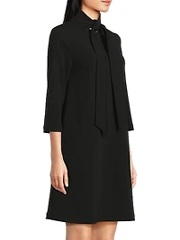 Stretch Deco Crepe Tie-Neck Tent Dress
