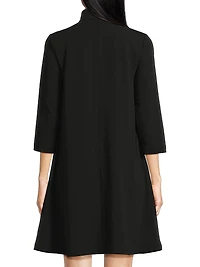 Stretch Deco Crepe Tie-Neck Tent Dress