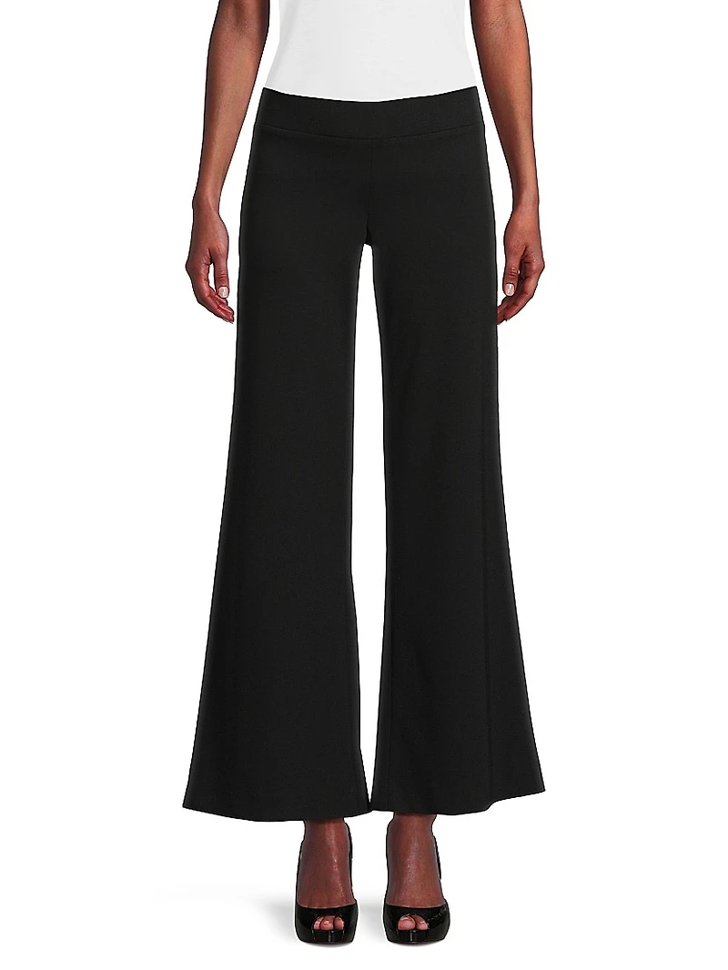 Stretch Deco Crepe Wide-Leg Pants