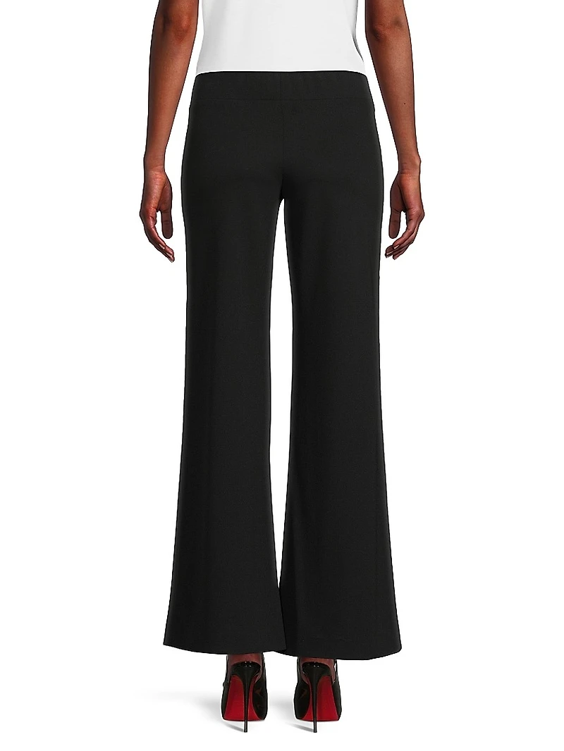 Stretch Deco Crepe Wide-Leg Pants