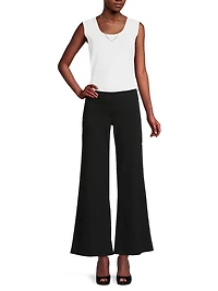 Stretch Deco Crepe Wide-Leg Pants