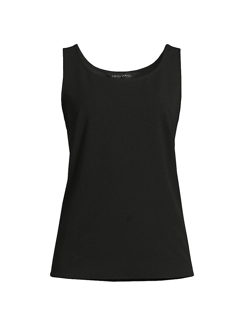 Stretch Deco Crepe Scoopneck Tank