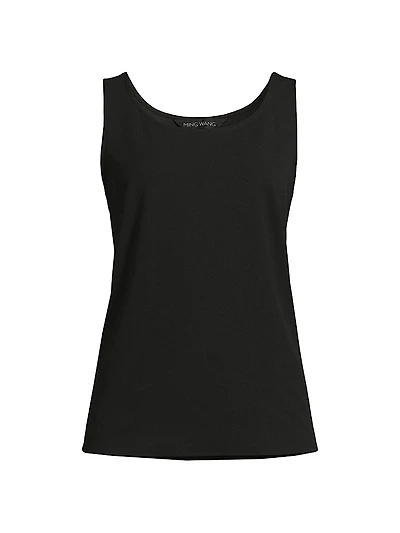 Stretch Deco Crepe Scoopneck Tank