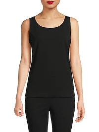 Stretch Deco Crepe Scoopneck Tank