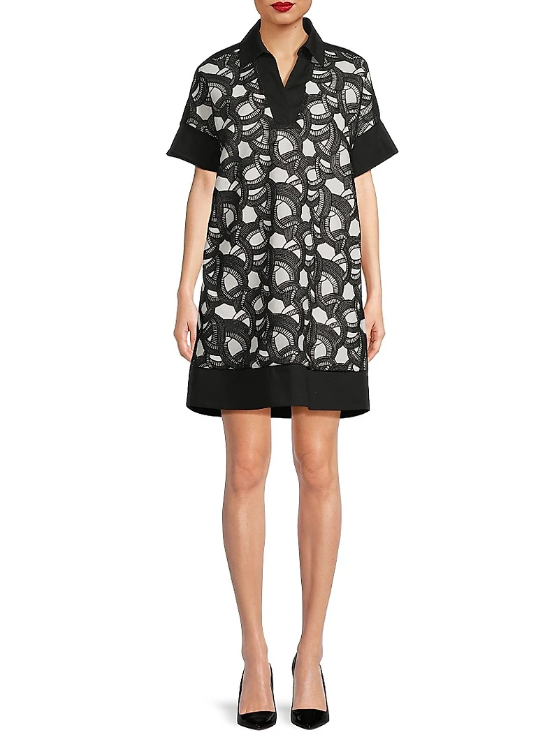 Mixed-Media Lace Shirtdress