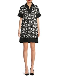 Mixed-Media Lace Shirtdress