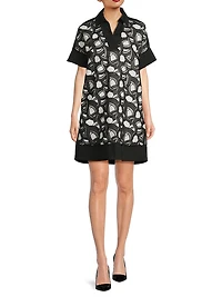 Mixed-Media Lace Shirtdress