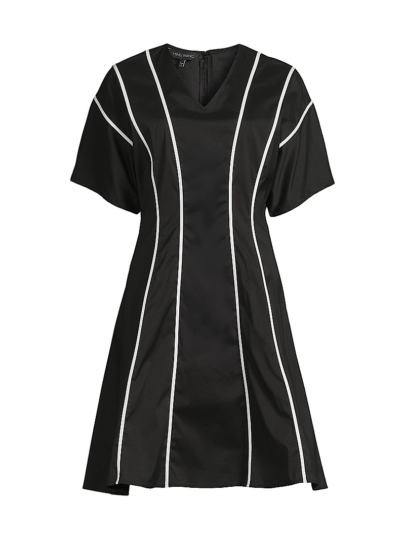 Contrast Trim Cotton Minidress