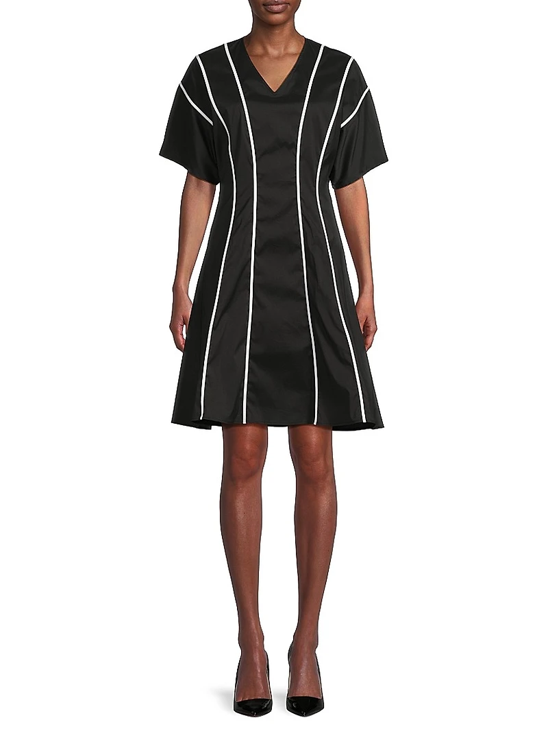 Contrast Trim Cotton Minidress