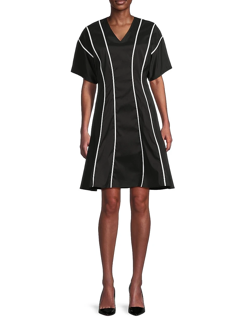 Contrast Trim Cotton Minidress