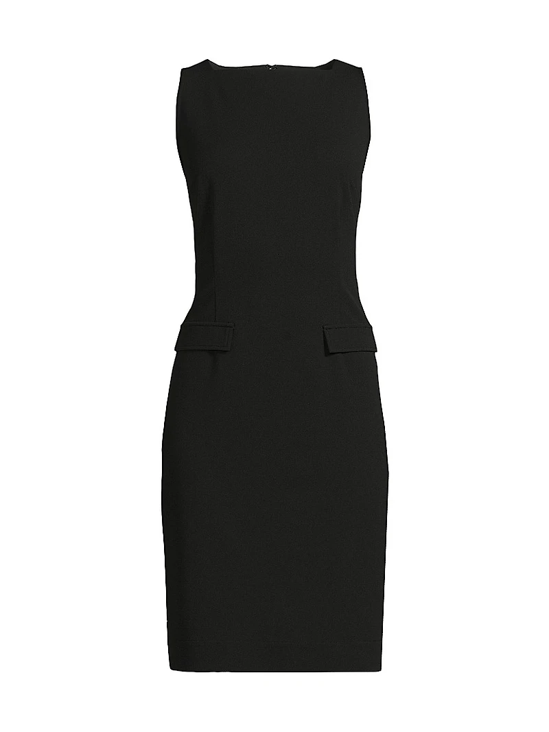 Deco Crepe Boat Neck Sheath Minidress