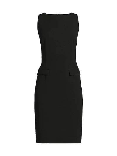 Deco Crepe Boat Neck Sheath Minidress