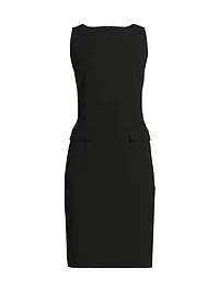 Deco Crepe Boat Neck Sheath Minidress