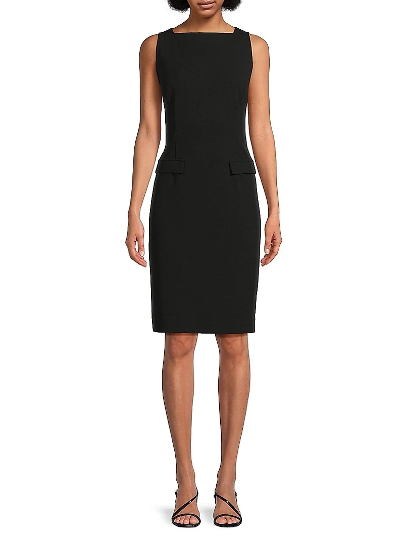 Deco Crepe Boat Neck Sheath Minidress