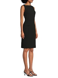 Deco Crepe Boat Neck Sheath Minidress