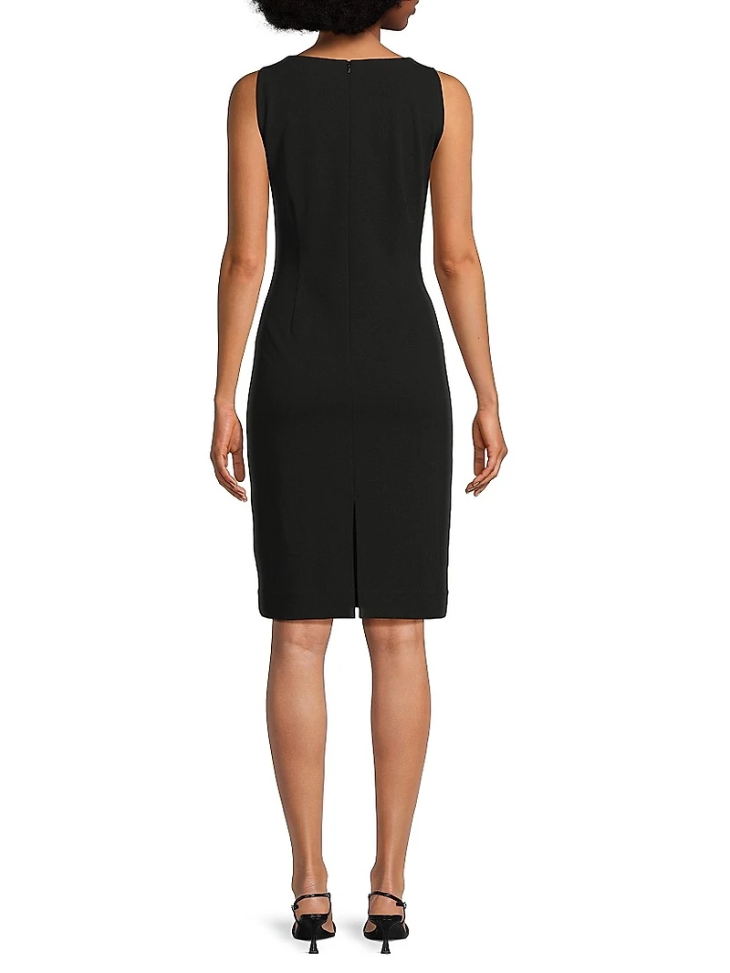 Deco Crepe Boat Neck Sheath Minidress