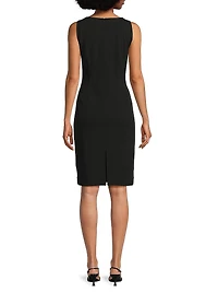 Deco Crepe Boat Neck Sheath Minidress