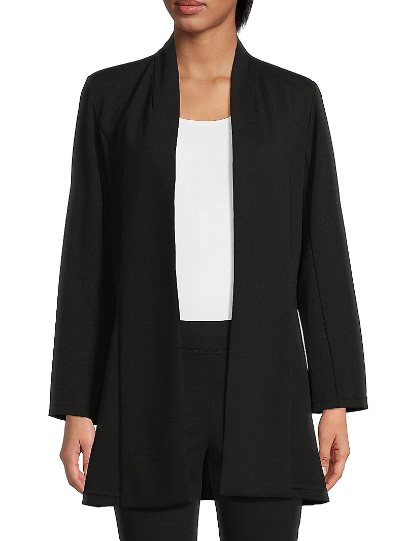 Open-Front Deco Crepe Jacket