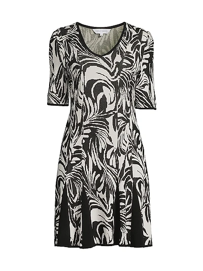 Fit-N-Flare Jacquard Knit Dress