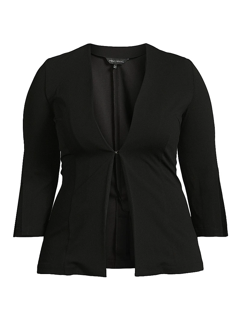 Plus Stretch-Crêpe Single-Breasted Jacket