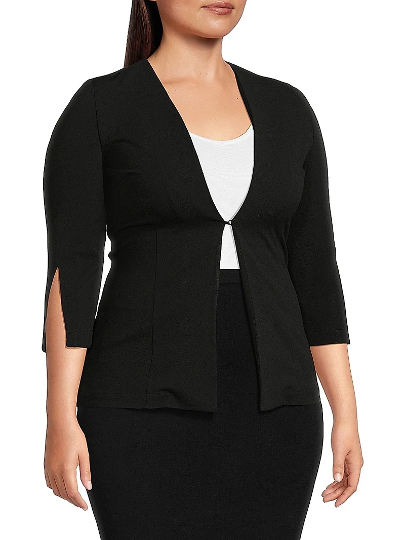 Plus Stretch-Crêpe Single-Breasted Jacket