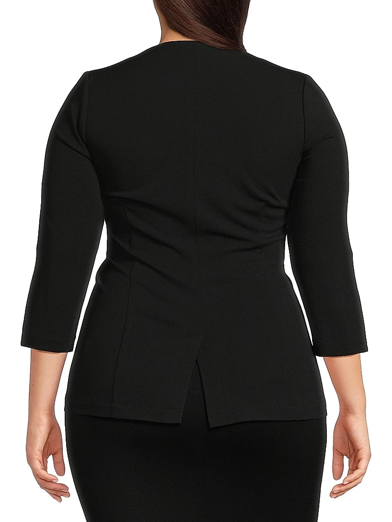 Plus Stretch-Crêpe Single-Breasted Jacket