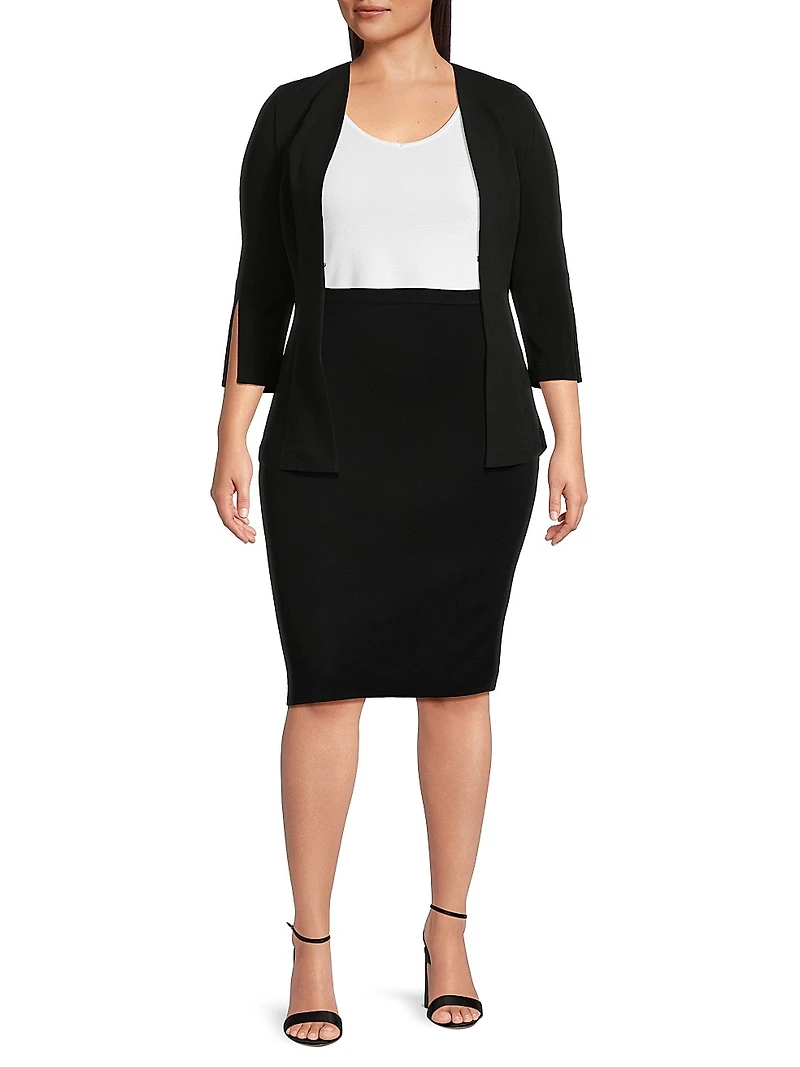 Plus Stretch-Crêpe Single-Breasted Jacket