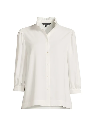Ruffle Neck Crépe Blouse