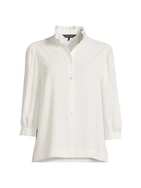Ruffle Neck Crépe Blouse