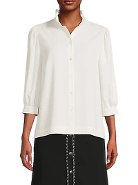 Ruffle Neck Crépe Blouse