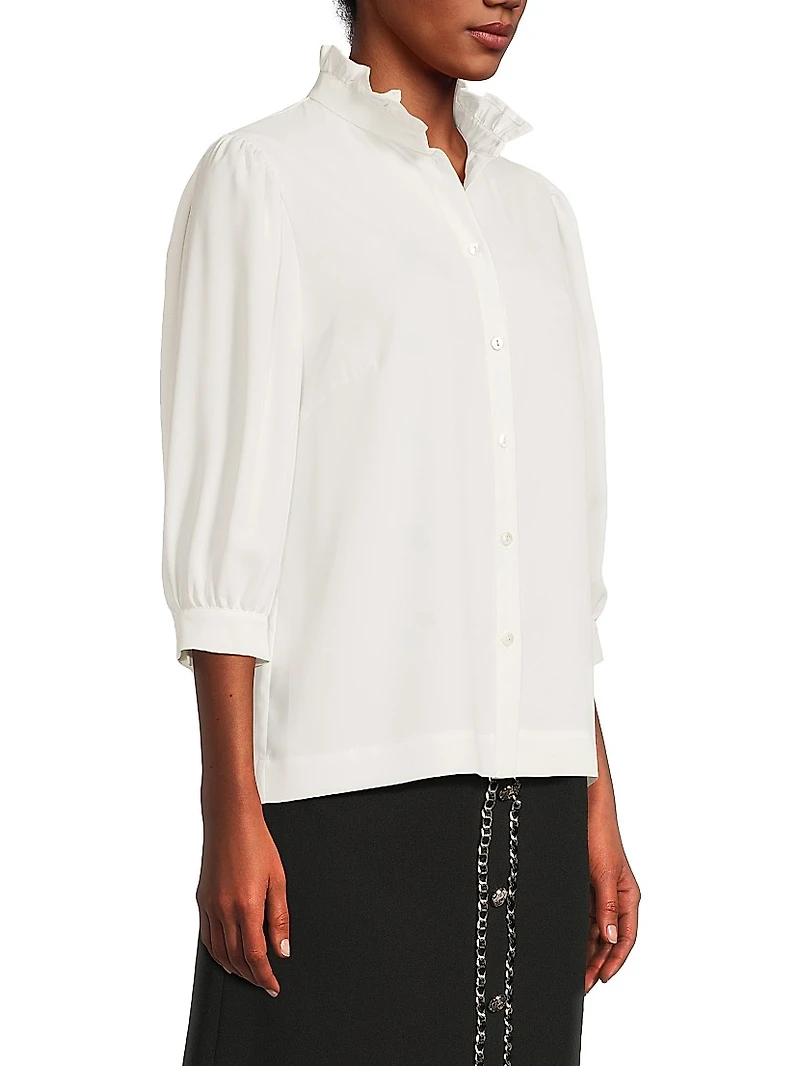 Ruffle Neck Crépe Blouse