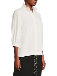 Ruffle Neck Crépe Blouse