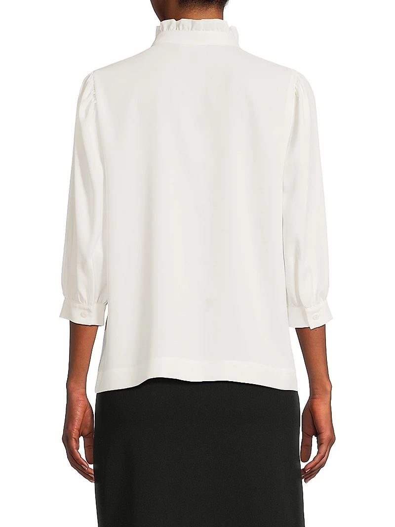 Ruffle Neck Crépe Blouse