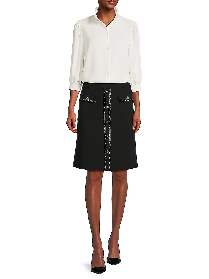 Ruffle Neck Crépe Blouse