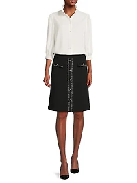 Ruffle Neck Crépe Blouse