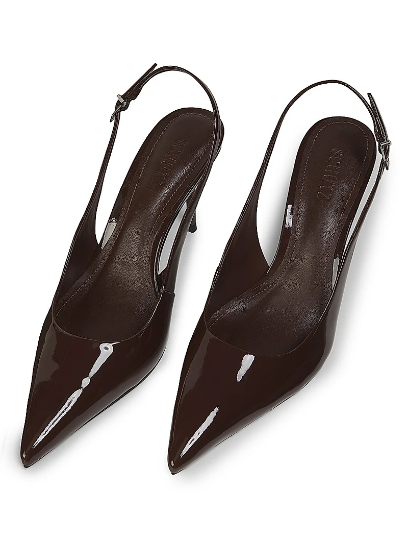 Paola 90MM Patent Leather Slingback Pumps