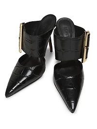 Beatrix 100MM Croc-Embossed Leather Mule Pumps