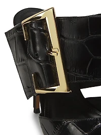 Beatrix 100MM Croc-Embossed Leather Mule Pumps