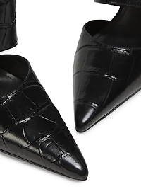 Beatrix 100MM Croc-Embossed Leather Mule Pumps