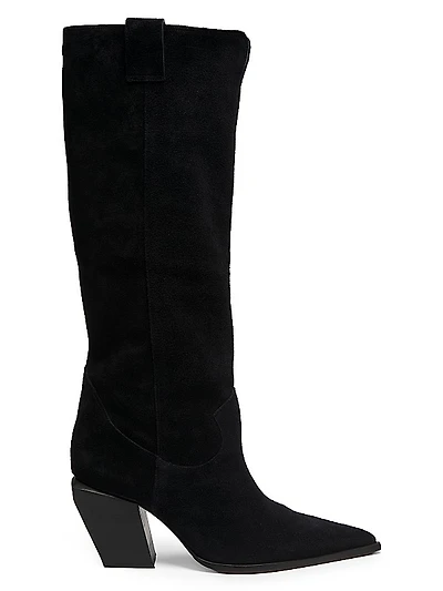 85MM Point-Toe Suede Boots