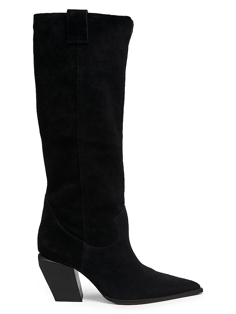85MM Point-Toe Suede Boots
