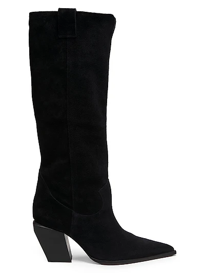85MM Point-Toe Suede Boots