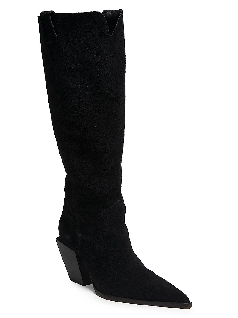 85MM Point-Toe Suede Boots
