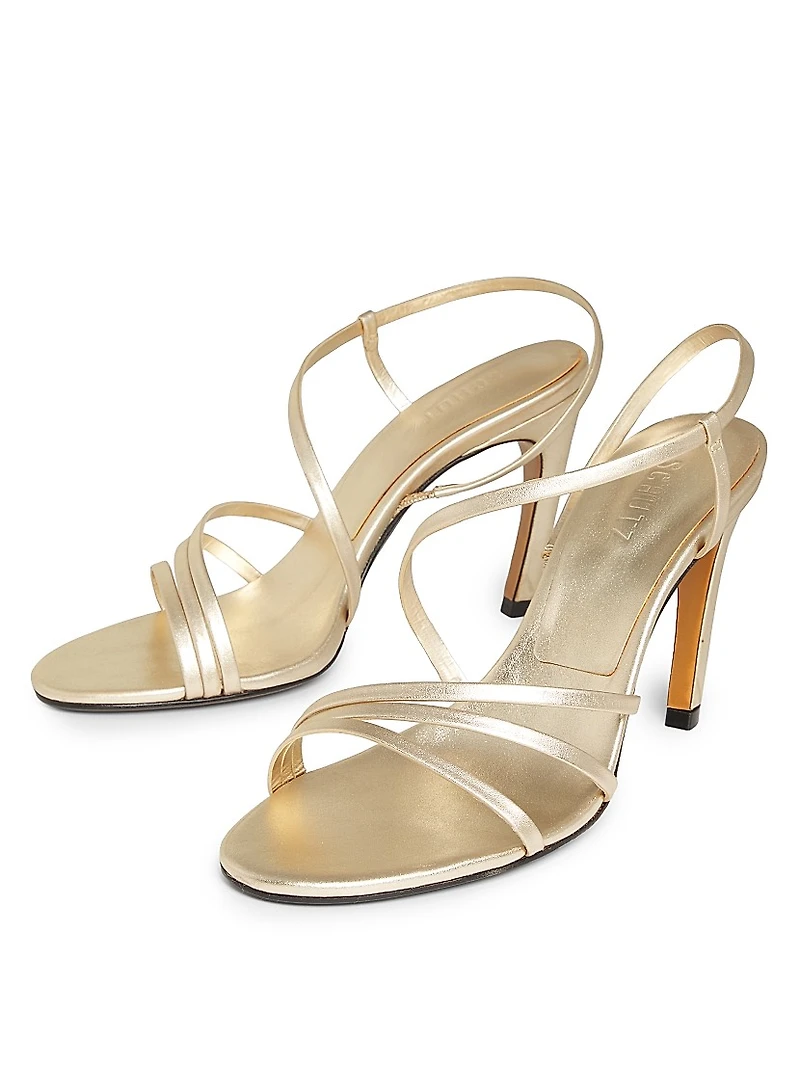 Annie Curve 85MM Metallic Leather Slingback Sandals