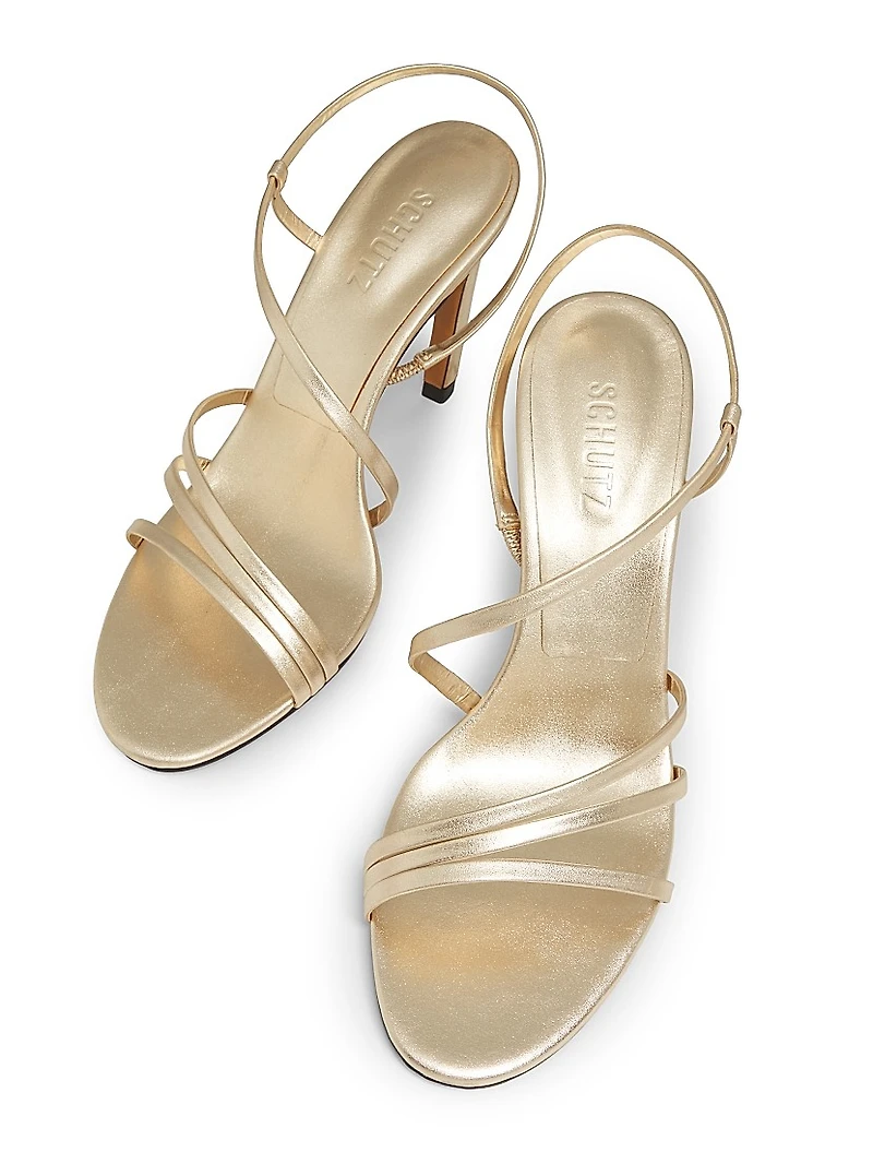 Annie Curve 85MM Metallic Leather Slingback Sandals