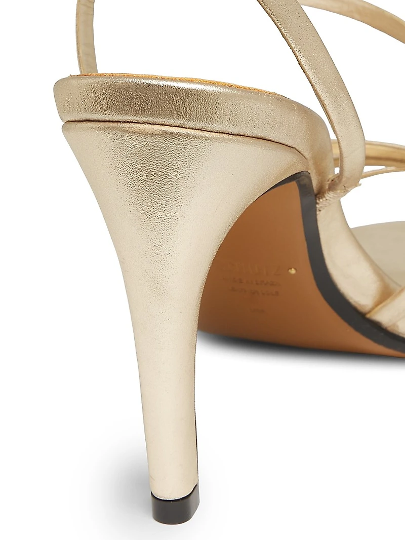 Annie Curve 85MM Metallic Leather Slingback Sandals