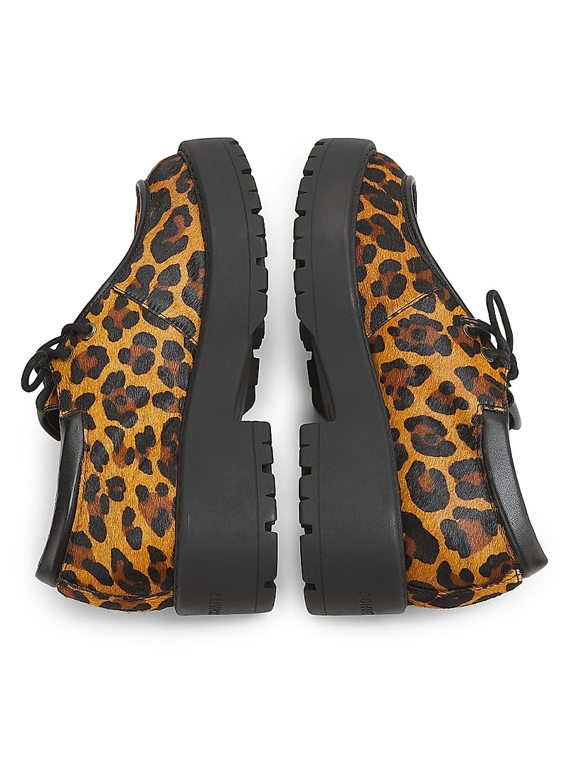 Cia 50MM Leopard-Printed Calf Hair Platform Shoes
